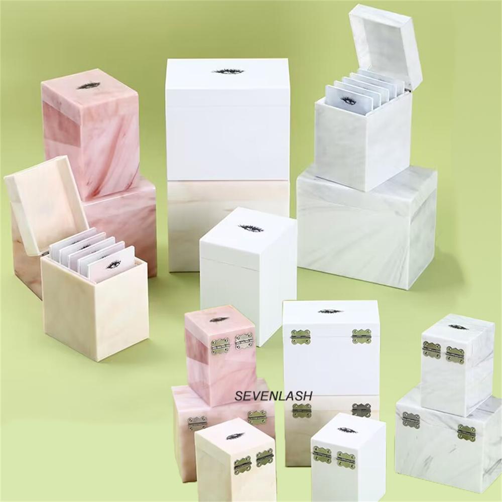 Marble Texture Grafted Eyelashes Dustproof Storage Box