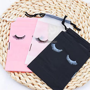 Eyelash Pattern Lash Aftercare Drawstring Cosmetic Pouch Bags