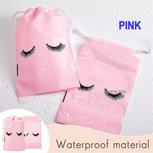 Eyelash Pattern Lash Aftercare Drawstring Cosmetic Pouch Bags