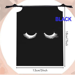 Eyelash Pattern Lash Aftercare Drawstring Cosmetic Pouch Bags