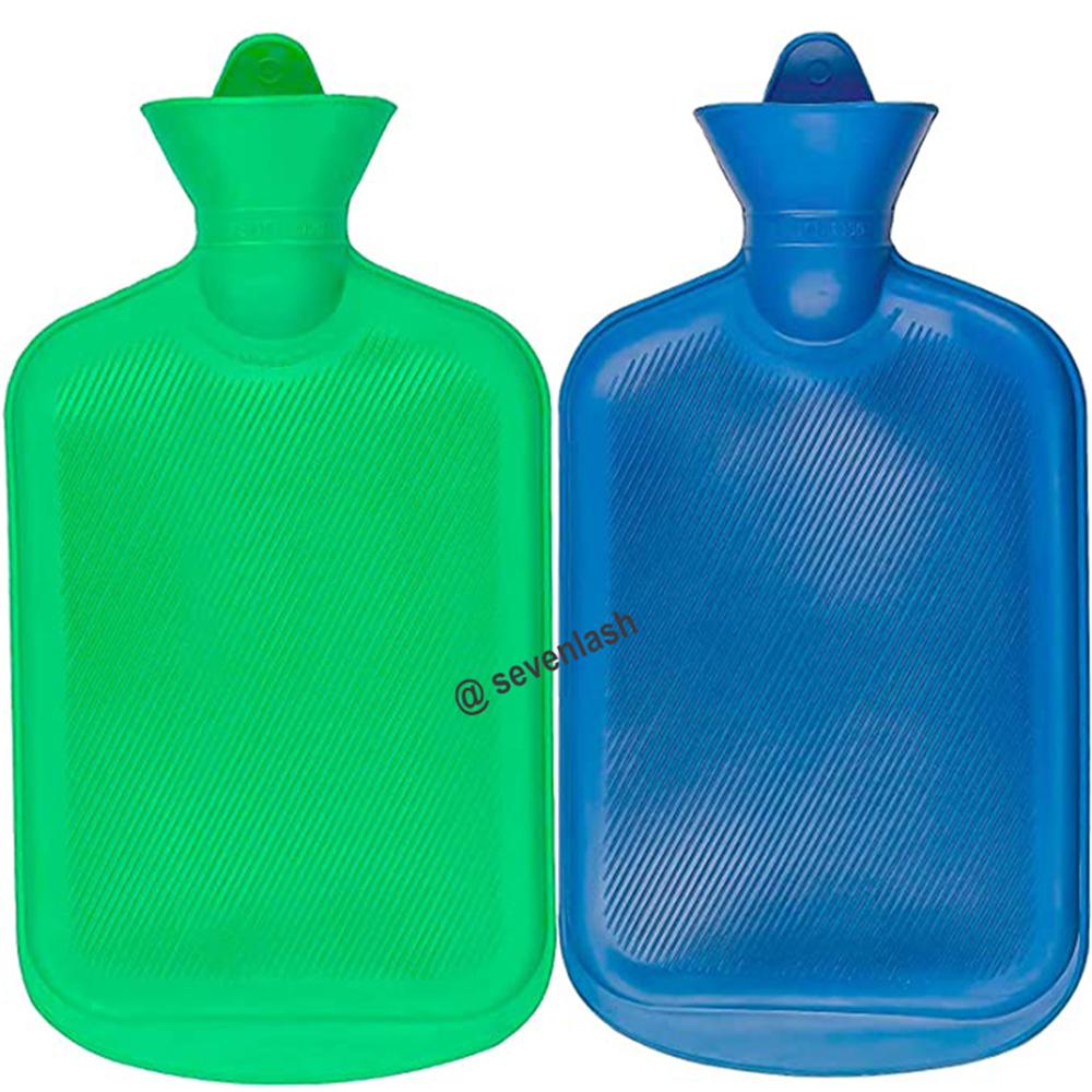 SEVENLASH (2 Pack) Hot Water Bottles, 2 Liter Natural Rubber -BPA Free--Random Colors