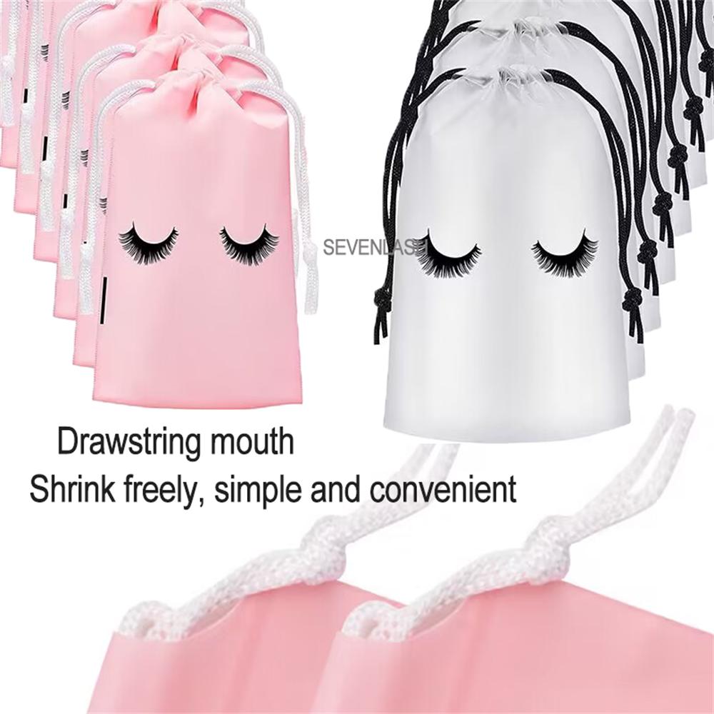 Eyelash Pattern Lash Aftercare Drawstring Cosmetic Pouch Bags