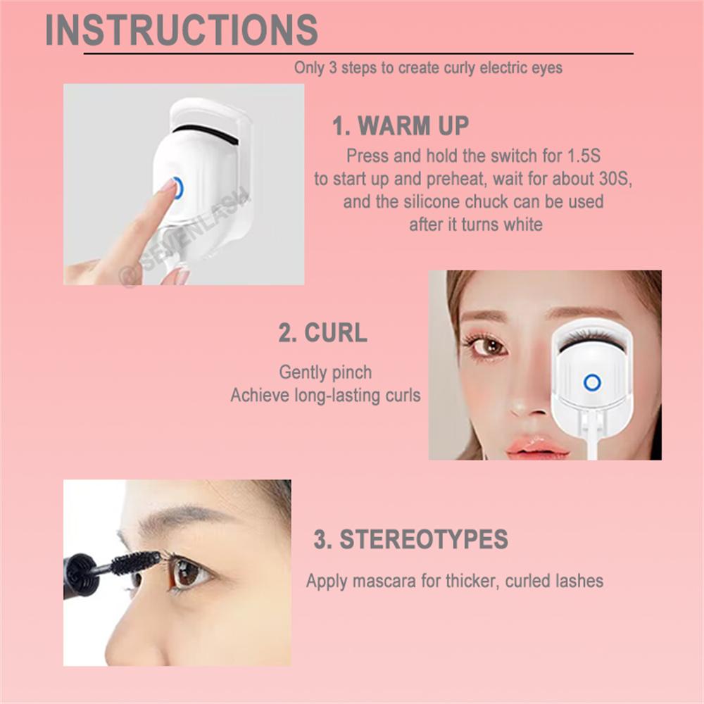 Heated Eyelash Curler USB Electric Eyelash Curler with Eyelash Separator