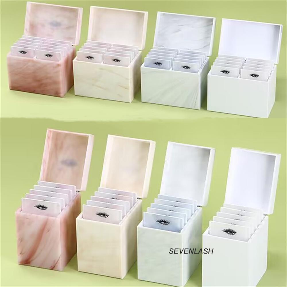 Marble Texture Grafted Eyelashes Dustproof Storage Box