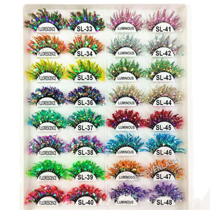 Color Luminous 3D Eyelashes/Glitter Sequins Thick Eyelashes