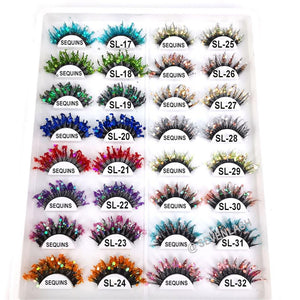 Color Luminous 3D Eyelashes/Glitter Sequins Thick Eyelashes