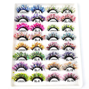 Color Luminous 3D Eyelashes/Glitter Sequins Thick Eyelashes