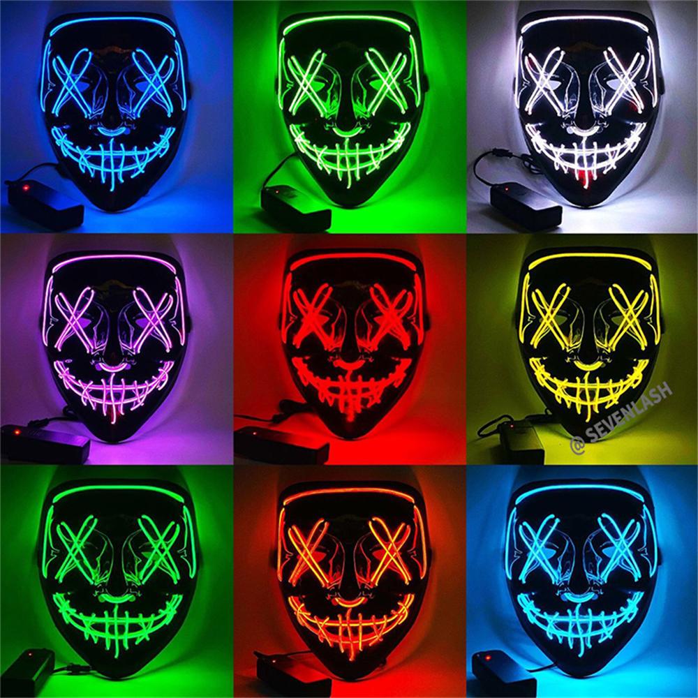 Light up Mask LED Mask, Scary Halloween Mask, Glow Neon Mask Costume Mask