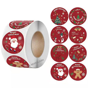 1.5" Round/8 Designs Roll Christmas Decorations Stickers