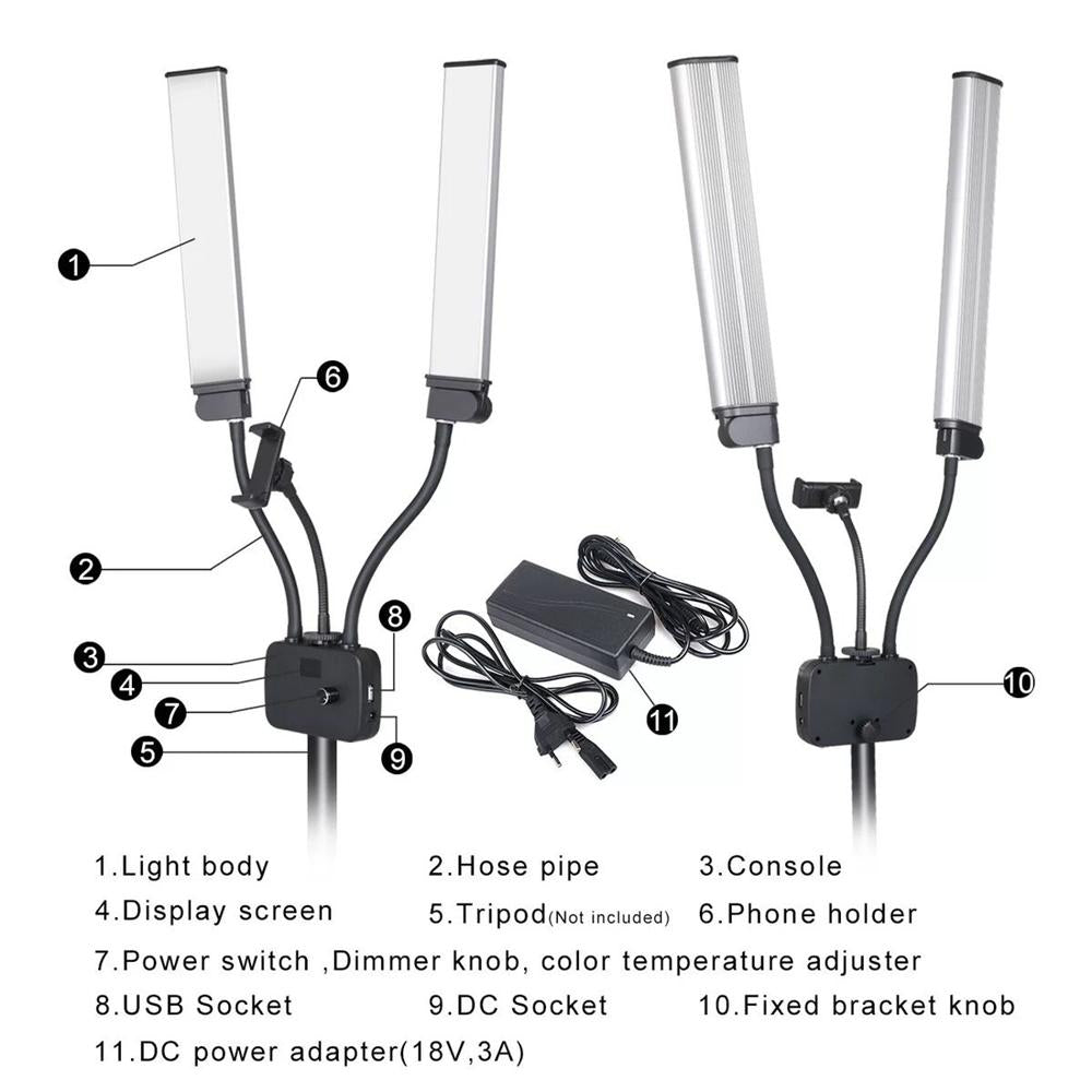 Double arm lash lamp for eyelash extension salon
