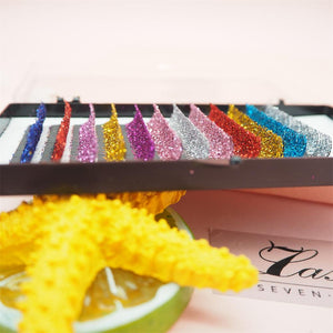 Mixed length 8–15mm glitter lash tray — multi-shade sparkle